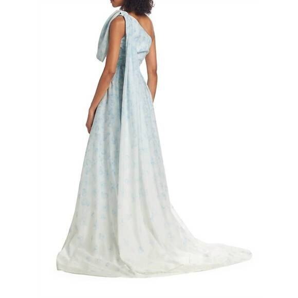 SACHIN & BABI WOMEN'S ONE SHOULDER ANOUK FLORAL‎ DEGRADE BLUE NWT $6200 - Picture 6 of 8